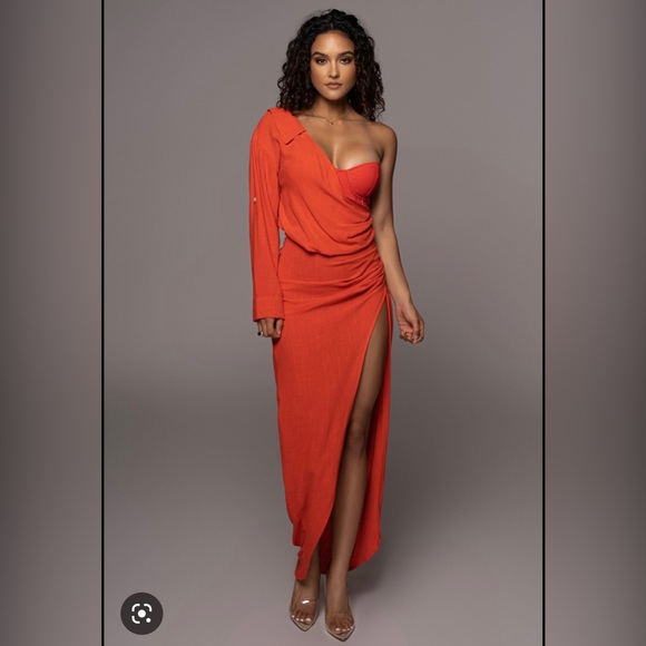 COPY - Evita Persimmon Linen Dress band new with tags - Picture 2 of 3